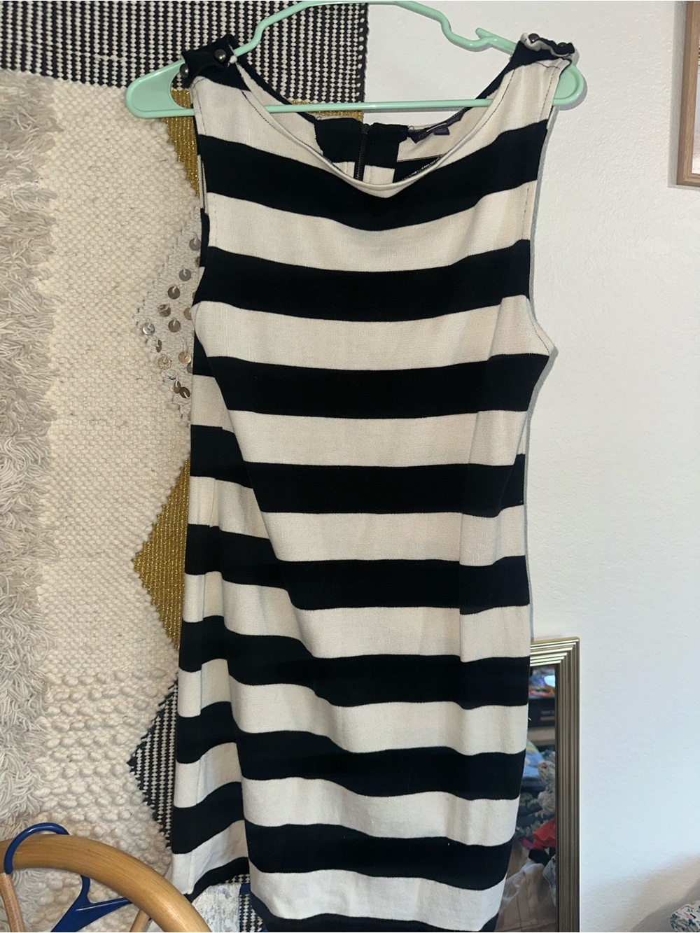 Anthropologie Black and White Striped Mini Dress